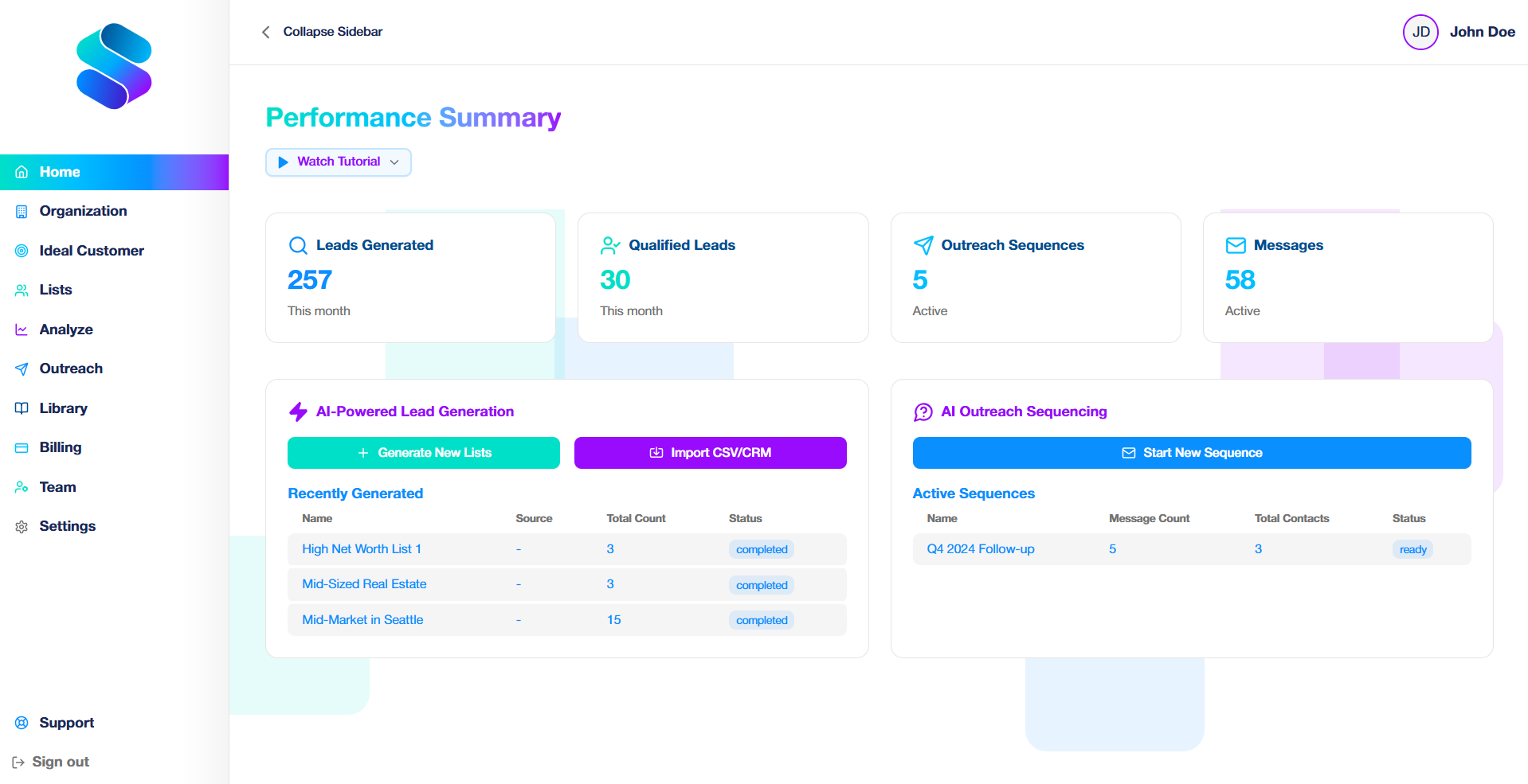 Salesly Click Through Image showing AI-powered outbound sales software identifying decision makers and automating outreach